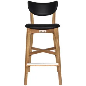 Rialto Commercial Grade Oak Timber Bar Stool, Vinyl Seat & Back, Black / Light Oak by Eagle Furn, a Bar Stools for sale on Style Sourcebook