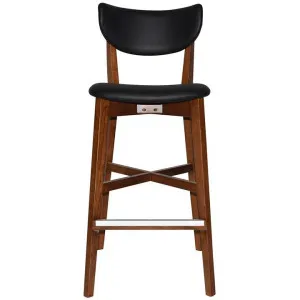 Rialto Commercial Grade Oak Timber Bar Stool, Vinyl Seat & Back, Black / Light Walnut by Eagle Furn, a Bar Stools for sale on Style Sourcebook