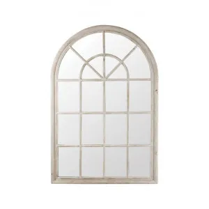 Hamptons Cottage Wooden Frame Lattice Arched Wall Mirror, 150cm, Distressed Cream by Florabelle, a Mirrors for sale on Style Sourcebook