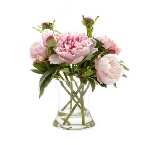 Keir Artificial Peony in Glass Vase, Pink by Florabelle, a Plants for sale on Style Sourcebook