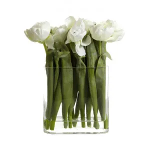 Moyer Artificial Tulip in Glass Vase, White by Florabelle, a Plants for sale on Style Sourcebook
