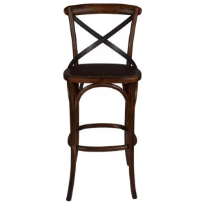 Aston Elm Timber Cross Back Bar Stool, Dark Brown by Affinity Furniture, a Bar Stools for sale on Style Sourcebook