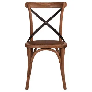 Hoton Oak Timber Cross Back Dining Chair, Black Metal Strap by Affinity Furniture, a Dining Chairs for sale on Style Sourcebook