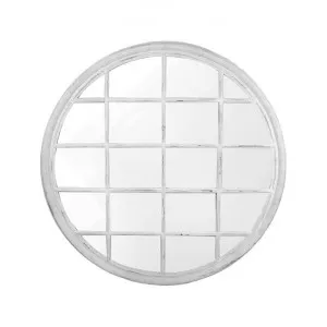 Hamptons Cottage Wooden Frame Lattice Round Wall Mirror, 120cm, Distressed White by Florabelle, a Mirrors for sale on Style Sourcebook