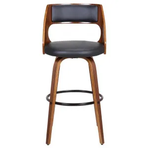 Oslo Swivel Bar Stool, Black / Walnut with Black Footrest by Maison Furniture, a Bar Stools for sale on Style Sourcebook
