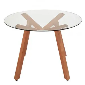 Finland Glass Topped Beech Timber Round Dining Table, 110cm by HOMESTAR, a Dining Tables for sale on Style Sourcebook