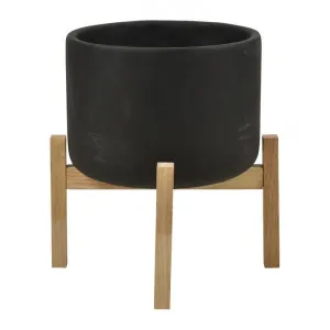 Noir Cement Planter on Stand, Small, Black by Casa Uno, a Plant Holders for sale on Style Sourcebook