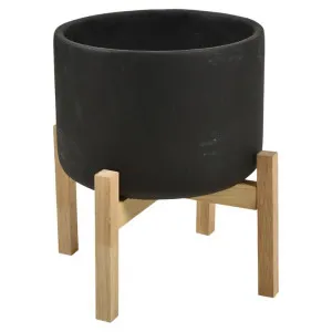 Noir Cement Planter on Stand, Large, Black by Casa Uno, a Plant Holders for sale on Style Sourcebook
