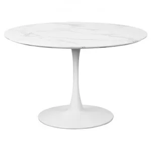 Hanaya  Marble Effect Round Dining Table, 120cm, White by Viterbo Modern Furniture, a Dining Tables for sale on Style Sourcebook