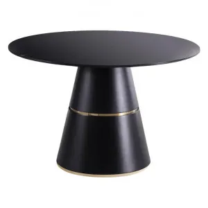 Brice Glass Top Round Dining Table, 120cm, Black by Viterbo Modern Furniture, a Dining Tables for sale on Style Sourcebook