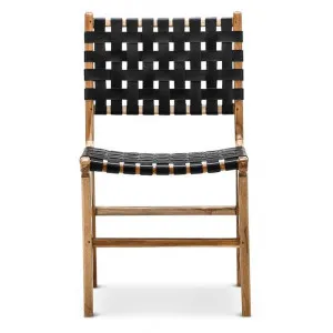 Lazie Woven Leather & Teak Dining Chair, Set of 2, Black / Natural by FLH, a Dining Chairs for sale on Style Sourcebook