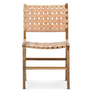 Lazie Woven Leather & Teak Dining Chair, Set of 2, Tan / Natural by FLH, a Dining Chairs for sale on Style Sourcebook
