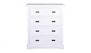 Hamptons 4 Drawer Tallboy in Acacia White by OZ Design, a Dressers & Chests of Drawers for sale on Style Sourcebook