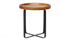 Zambia Round Low Side Table 45 x 45cm in Natural / Black by OzDesignFurniture, a Bedside Tables for sale on Style Sourcebook