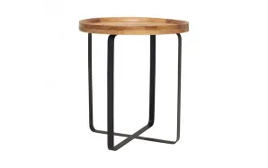 Zambia Round High Side Table 50 x 55cm in Natural / Black by OzDesignFurniture, a Bedside Tables for sale on Style Sourcebook
