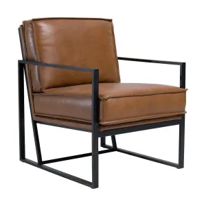 Hugo Designer Chair in Missouri Leather Brown by OzDesignFurniture, a Chairs for sale on Style Sourcebook