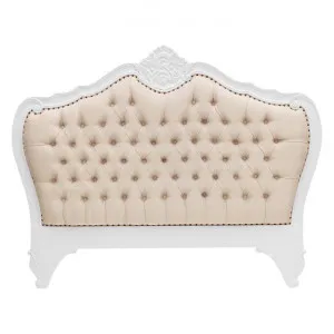 Challuy Hand Crafted Mahogany Upholstered Queen Size Bedhead, White by Millesime, a Bed Heads for sale on Style Sourcebook
