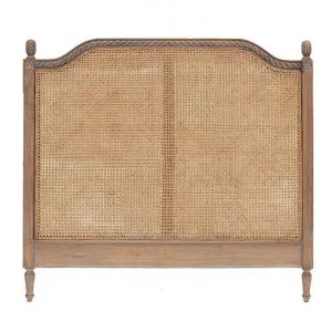 Lapalisse Hand Crafted Mahogany Timber & Rattan Bed Headboard, Queen, Weathered Oak by Millesime, a Bed Heads for sale on Style Sourcebook