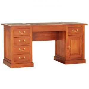 Tasmania Mahogany Timber 160cm Writing Desk with Leatherette Top, Light Pecan by Centrum Furniture, a Desks for sale on Style Sourcebook
