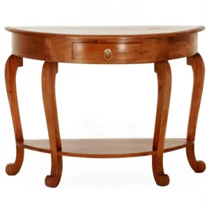 Cabriol Mahogany Timber Half Round Sofa Table, Light Pecan by Centrum Furniture, a Console Table for sale on Style Sourcebook