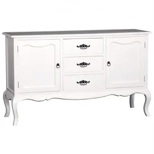 Mervent Mahogany Timber 2 Door 3 Drawer Buffet Table, 155cm, White by Centrum Furniture, a Sideboards, Buffets & Trolleys for sale on Style Sourcebook
