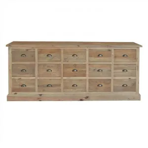 Devyn Recycled Pine Timber 15 Drawer 200cm Sideboard by Manoir Chene, a Sideboards, Buffets & Trolleys for sale on Style Sourcebook