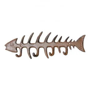 Fish Bone Cast Iron 4 Hook Wall Hanger, Antique Rust by Mr Gecko, a Wall Shelves & Hooks for sale on Style Sourcebook