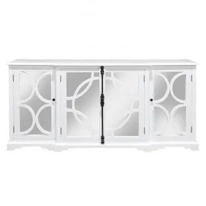 Keats Wood & Mirror 4 Door Sideboard, 200cm, White by Diaz Design, a Sideboards, Buffets & Trolleys for sale on Style Sourcebook