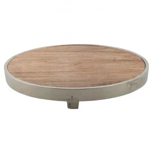 Pinda Mango Wood & Aluminium Round Cheese Board by Casa Uno, a Platters & Serving Boards for sale on Style Sourcebook
