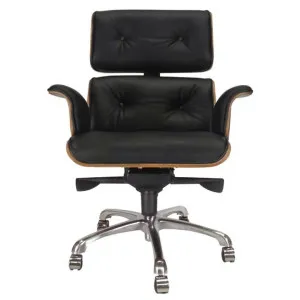 Replica Eames Leather Executive Desk Chair, Black / Walnut by Conception Living, a Chairs for sale on Style Sourcebook