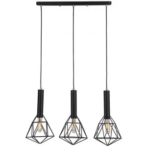 Blackband Iron Caged 3 Light Cluster Pendant Light, Diamond, Black by CLA Ligthing, a Pendant Lighting for sale on Style Sourcebook