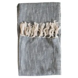 Safa Fringed Cotton Throw, Grey by Casa Bella, a Throws for sale on Style Sourcebook