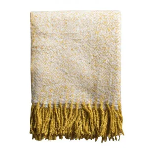 Lexden Herringbone Faux Mohair Throw, Ochre by Casa Bella, a Throws for sale on Style Sourcebook