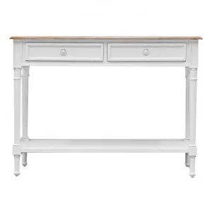 Lapalisse Handcrafted Mindi Wood Console Table, White / Weathered Oak by Millesime, a Console Table for sale on Style Sourcebook