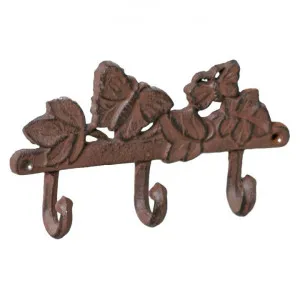 Butterfly & Ivy Cast Iron Wall Hook, Antique Rust by Mr Gecko, a Wall Shelves & Hooks for sale on Style Sourcebook
