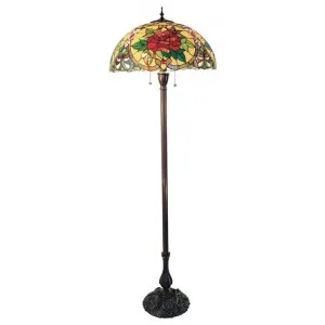 Red Camellia Tiffany Style Stained Glass Floor Lamp by GG Bros, a Floor Lamps for sale on Style Sourcebook