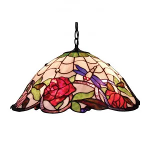 Rose & Dragonfly Tiffany Style Stained Glass Hanging Lamp by GG Bros, a Pendant Lighting for sale on Style Sourcebook