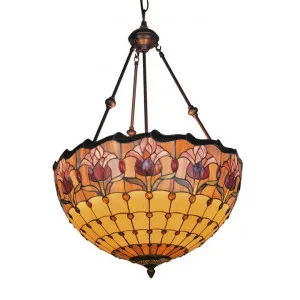 Red Tulip Tiffany Style Stained Glass Uplighter Pendant Light by GG Bros, a Pendant Lighting for sale on Style Sourcebook