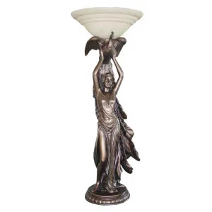Lady with Peacock Figurine Decor Lamp, Bronze by GG Bros, a Floor Lamps for sale on Style Sourcebook