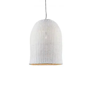Bowerbird Rattan Pendant Light, Large, White by Emac & Lawton, a Pendant Lighting for sale on Style Sourcebook