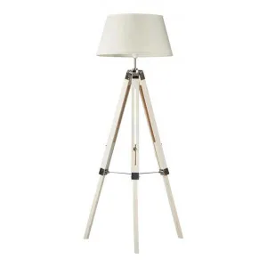 Surveyor Classic Timber Tripod Floor Lamp, White / Off White by New Oriental, a Floor Lamps for sale on Style Sourcebook