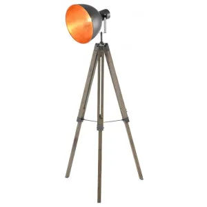 Morrison Timber Tripod Studio Floor Lamp, Grey Oak / Grey by New Oriental, a Floor Lamps for sale on Style Sourcebook