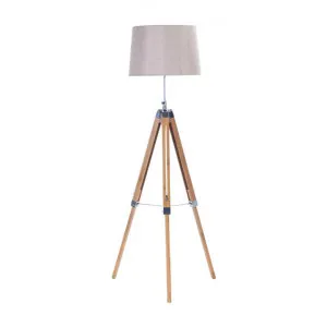 Lithgow Classic Timber Tripod Floor Lamp, Natural / Taupe by New Oriental, a Floor Lamps for sale on Style Sourcebook