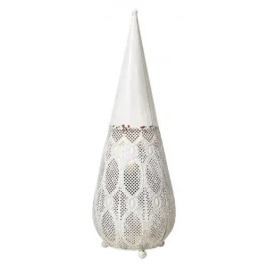 Aladdin Metal Filigree Floor Lantern, Large, Rustic White by Casa Uno, a Floor Lamps for sale on Style Sourcebook