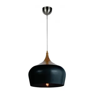Polk Metal Pendant Light, Medium, Black / Oak by Telbix, a Pendant Lighting for sale on Style Sourcebook