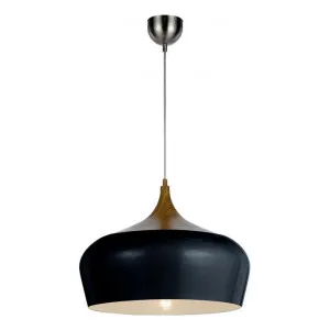 Polk Metal Pendant Light, Large, Black / Oak by Telbix, a Pendant Lighting for sale on Style Sourcebook