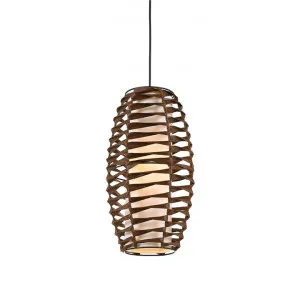 Tribe Woven Paper Prolate Spheroid Pendant Light, Small, Brown by Telbix, a Pendant Lighting for sale on Style Sourcebook