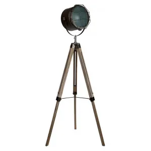 Cape Timber Tripod Spotlight Floor Lamp, Weathered Natural / Gunmetal by New Oriental, a Floor Lamps for sale on Style Sourcebook