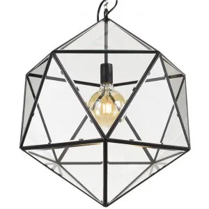 Lazlo Metal & Glass Pendant Light, Large, Black by Telbix, a Pendant Lighting for sale on Style Sourcebook