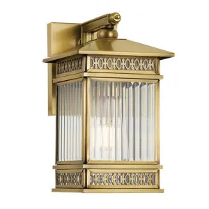 Avera IP44 Exterior Wall Lantern, Large, Antique Brass by Telbix, a Outdoor Lighting for sale on Style Sourcebook